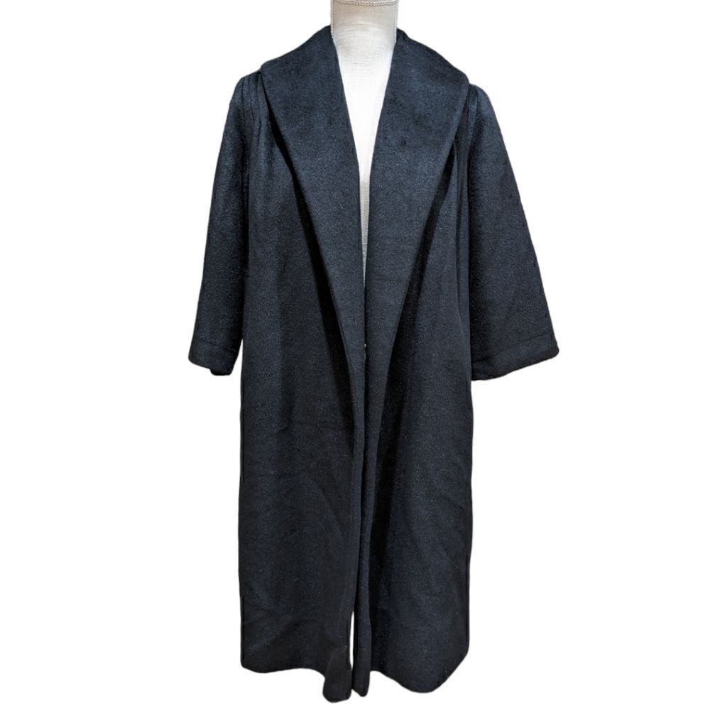 Vtg 50's Blin & Blin Lilli Ann Fabulous French Woolen Coat 3/4 Sleeve Sz S Black